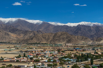 Fototapeta na wymiar LEH, JAMMU & KASHMIR - INDIA - along the Indus Valley, right at the border with Pakistan and China, between monasteries, rivers, lakes, and blue skies