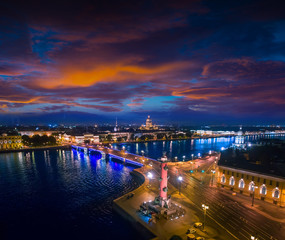 Fototapeta na wymiar Bridges of St. Petersburg. Night view of the Palace Bridge. Bridge over the Neva River. Russia. St. Petersburg.