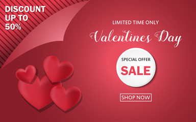 Valentines Day Big Sale Promotion Discount Offer Background Template Pattern Love Heart