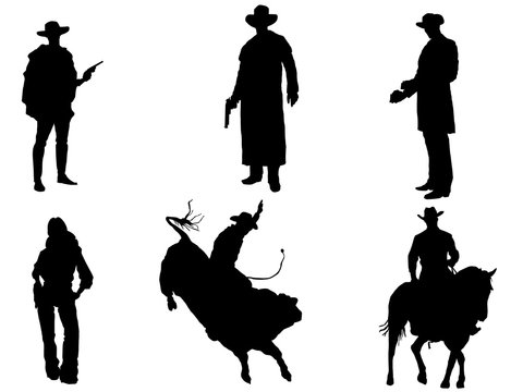 Set of 6 cowboy silhouette