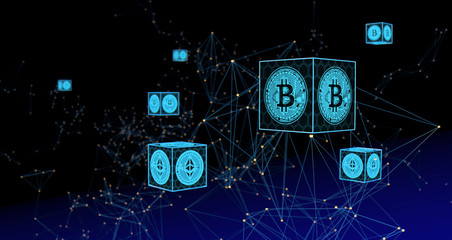 Crypto Currency Abstract Background. 3D illustration