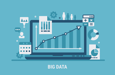Big data analyzing. Flat modern vector illustration for web design.