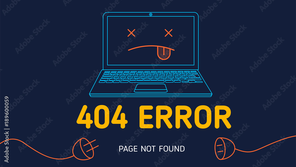Poster 404  error page not found  line notebook vector design template for website with white background graphic