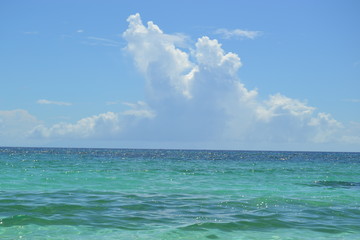 Azure water, white sand beach