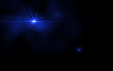 digital lens flare in black background horizontal frame warm