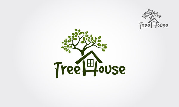 Tree House illustrative logo for Environmental care related business. It’s great for websites and the design is print friendly for all medias. Design on white background.