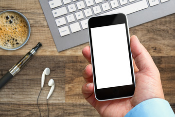 Cellphone with white blank space for custom inlay mockup