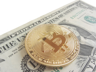 Some Bitcoin in white background