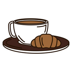 coffee cup hot with bread vector illustration design