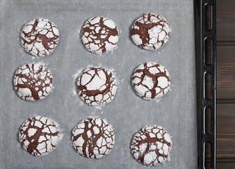 Home Baked Peppermint And Chocolate Crinkle Cookies.