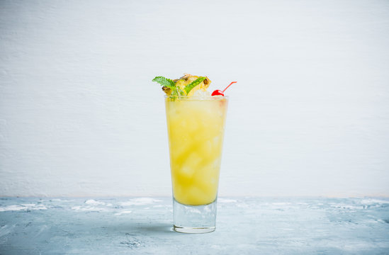 Sweet Cocktail With Pineapple And Rum. Selective Focus.