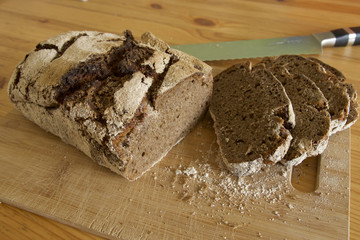 Freshly cut rye bread
