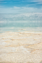 Coast of the Dead Sea, sea water and salt