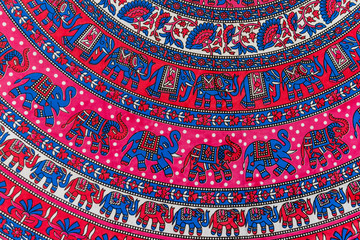 blue elephants on pink fabric
