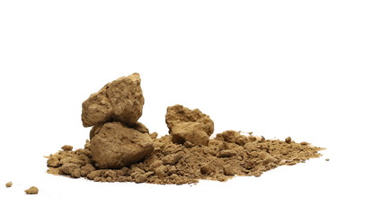 Pile of dirt, soil isolated on white background