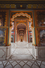 colorful corridor with Indian Murials, Jaipur