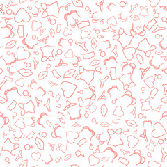 Lingerie woman underwear pattern background. Outline illustration. Bras and panties, feminine, Sexy corset,girly accessories.