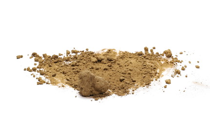 Pile of dirt, soil isolated on white background