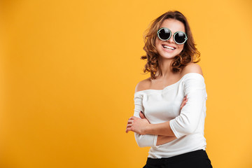 Excited happy young woman