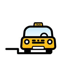Yellow Taxi Cab. Linear vector illustration with editable line. EPS10
