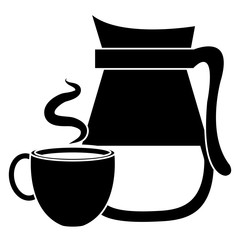 kettle with coffee cup hot icon