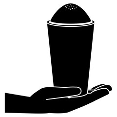 hand with iced delicious coffee icon