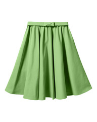 Chartreuse green elegant skirt with ribbon bow isolated on white