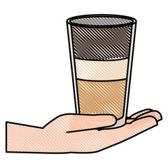 hand with iced delicious coffee icon