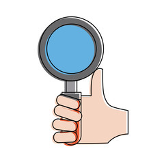 Hand with magnifying glass icon vector illustration graphic design
