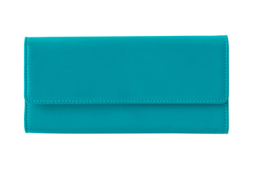 Casual turquise female elegant leather wallet isolated on white