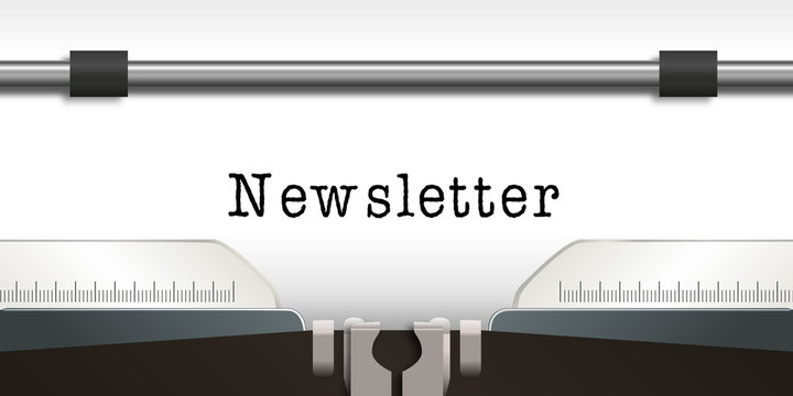 Newsletter - infos - information - message - news - publicité - blog - concept - e-business - machine à écrire