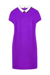 Violet casual business dress with a collar isolated white