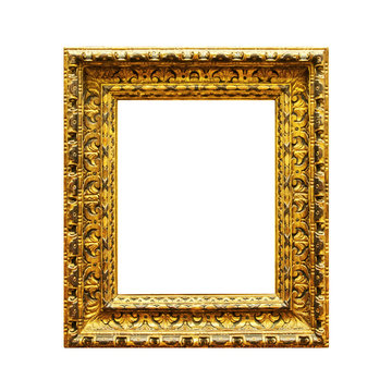 Carving ornate wooden frame isolated on white