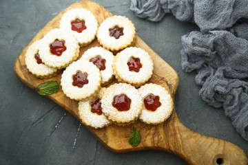 Cutout cookies with berry marmalade