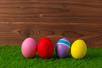 Easter eggs on the grass