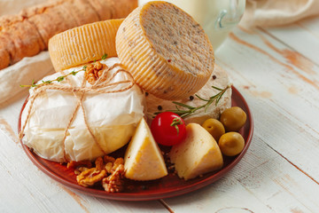 cheese on wooden table