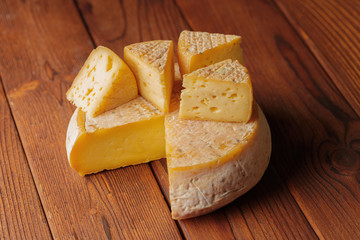 cheese on wooden table