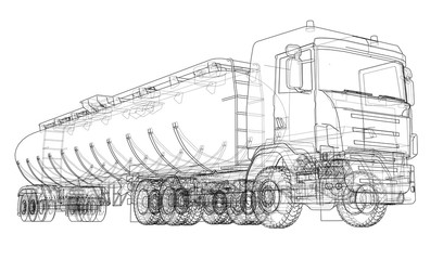 Oil truck sketch illustration