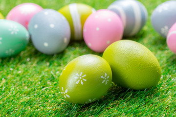 easter eggs on the grass