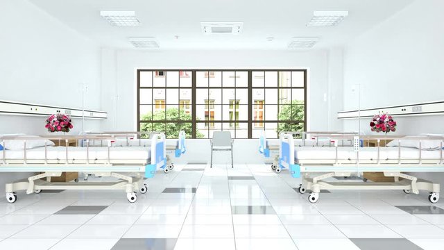 Empty beds in a modern hospital