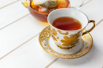 tea on the wooden table