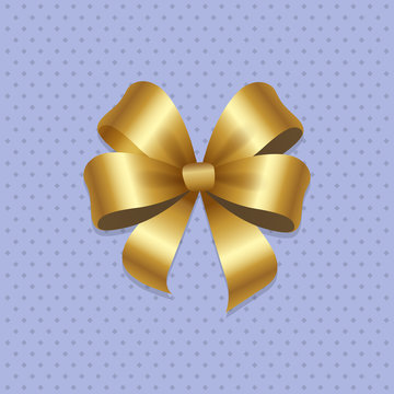 Golden Bow Knot with Four Loop Vector Illustration