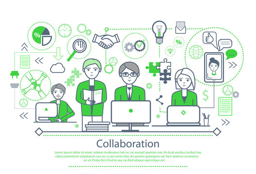 Collaboration Poster With Text Vector Illustration