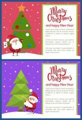Merry Christmas Happy New Year Poster Santa Tree