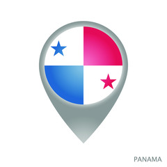 Map pointer with flag of Panama. Gray abstract map icon. Vector Illustration.