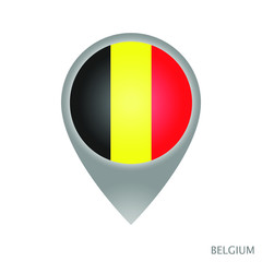 Map pointer with flag of Belgium. Gray abstract map icon. Vector Illustration.