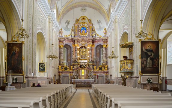 Aglona Basilica in Latvia, architecture and interiors.