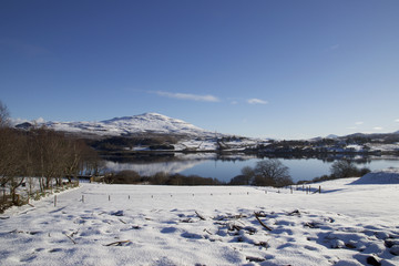 Fototapeta na wymiar Snowy Loch Portree