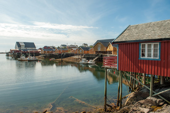 Tind fishing village on Lofoten islands in northern Norway. Tind is a picturesque fishing village and a popular travel destination.