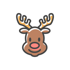Reindeer Head Christmas Icon Vector Illustration